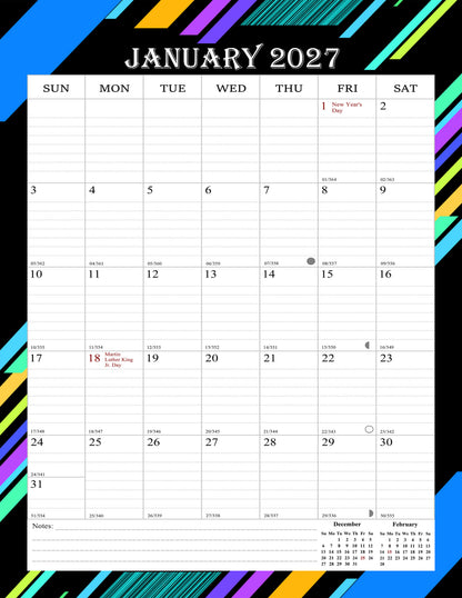 2026-2027 Wall Calendar Spiral-bound Twin-Wire Binding - 18 Months 8.5" x 11" 08