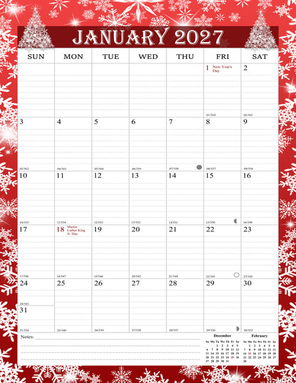 2026-2027 Wall Calendar Spiral-bound Twin-Wire Binding - 18 Months 8.5" x 11" 012