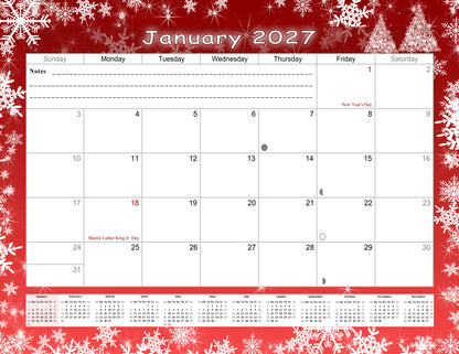 2026 - 2027 Student Calendar/Planner for 3-Ring Binder, Desk, or Wall - v029