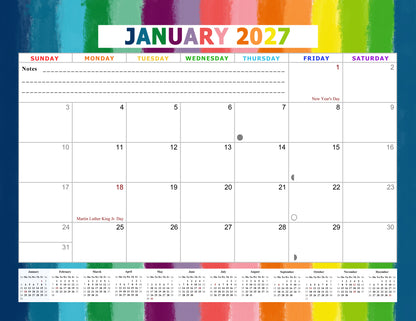 2026 - 2027 Student Calendar/Planner for 3-Ring Binder, Desk, or Wall - v027