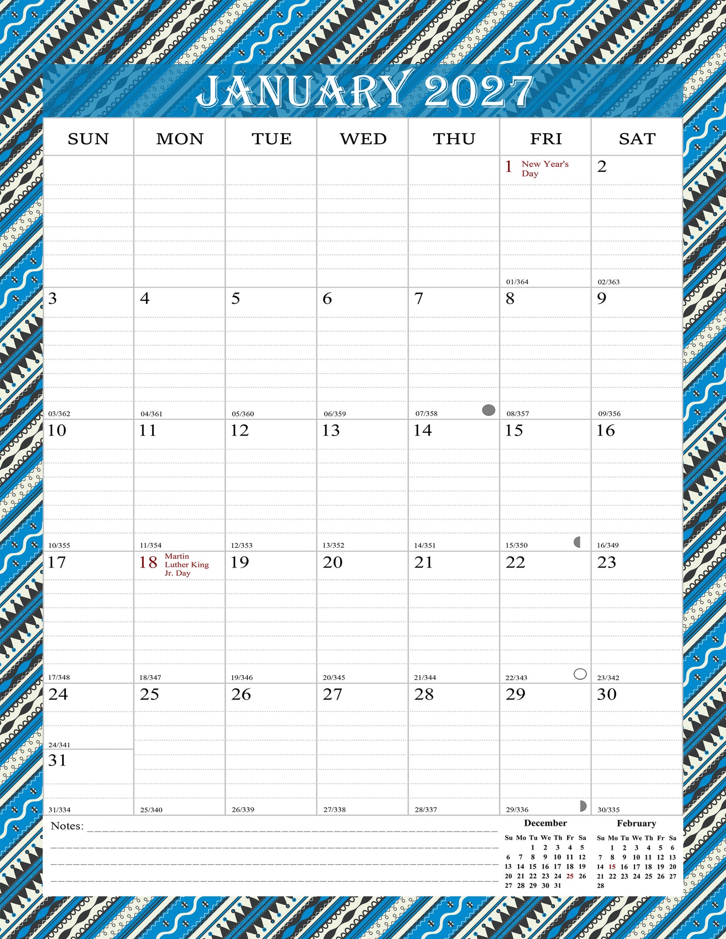 2026-2027 Wall Calendar Spiral-bound Twin-Wire Binding - 18 Months 8.5" x 11" 011