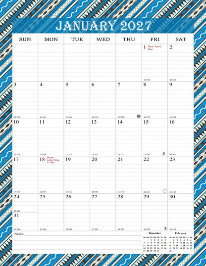 2026-2027 Wall Calendar Spiral-bound Twin-Wire Binding - 18 Months 8.5" x 11" 011