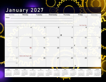 2027 Monthly Magnetic/Desk Calendar - 12 Months Desktop/Wall Calendar/Planner - (Edition #09)
