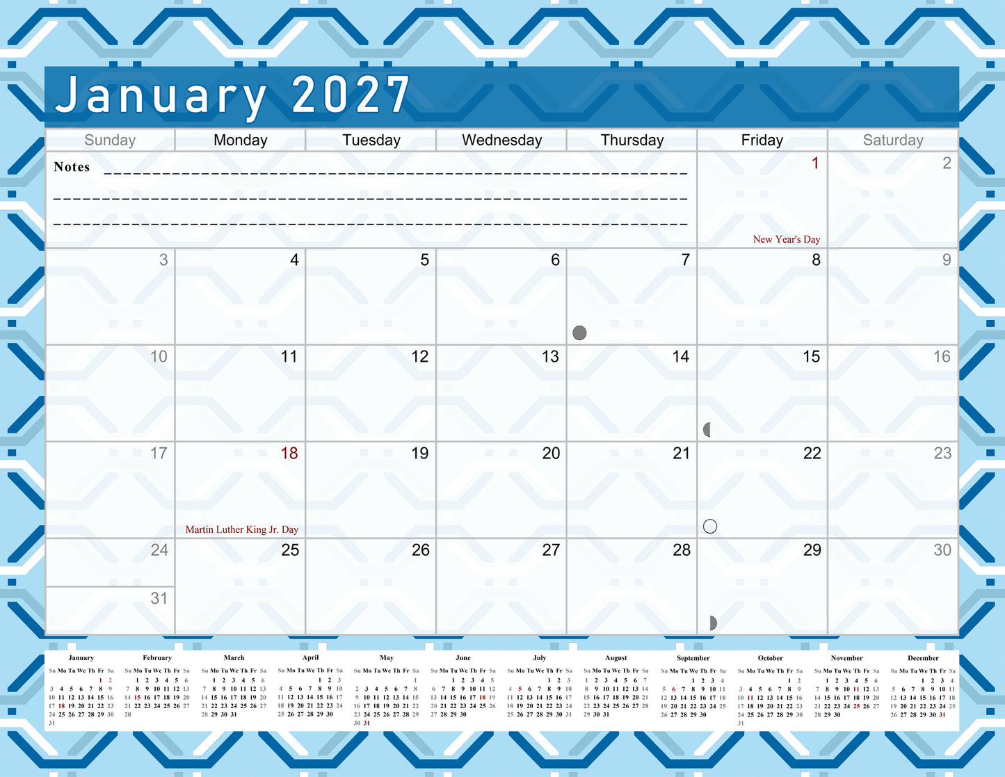 2027 Monthly Magnetic/Desk Calendar - 12 Months Desktop/Wall Calendar/Planner - (Edition #04)
