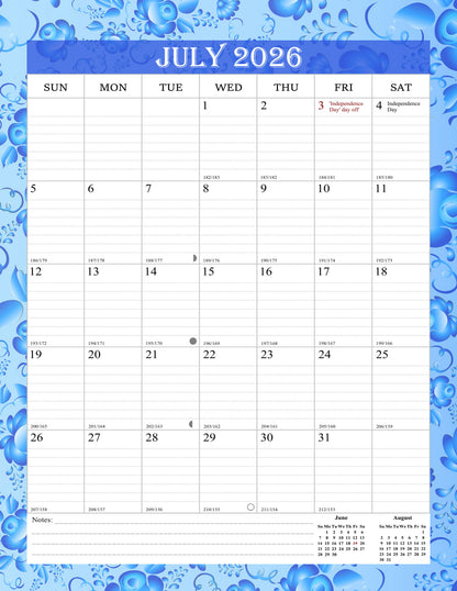 2026-2027 Wall Calendar Spiral-bound Twin-Wire Binding - 18 Months 8.5" x 11" 015