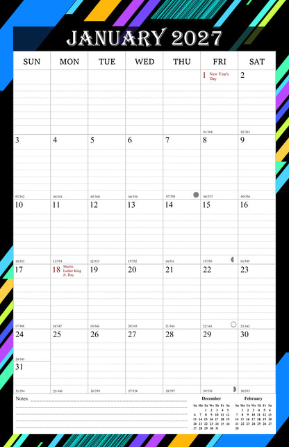 2027 Wall Calendar Spiral-Bound Twin-Wire Binding - 12 Months  08