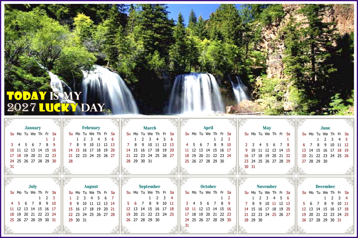 2027 Peel & Stick Calendar - Today is my Lucky Day - Removable, Repositionable - 030 (9"x 6")
