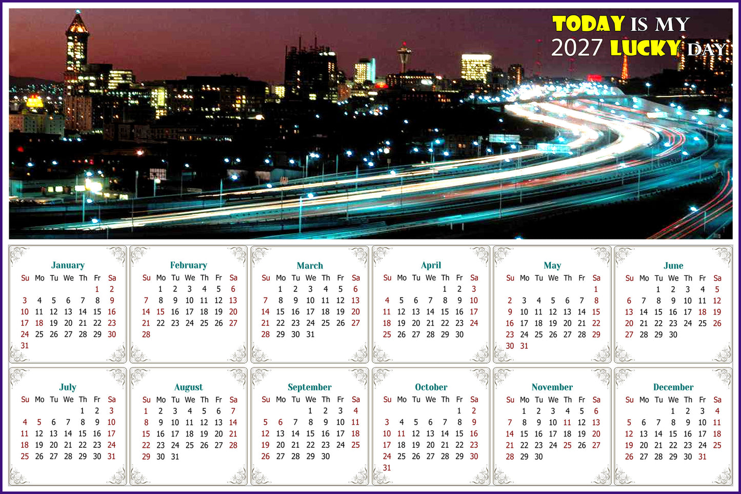 2027 Magnetic Calendar - Calendar Magnets - Today is my Lucky Day - Edition #51