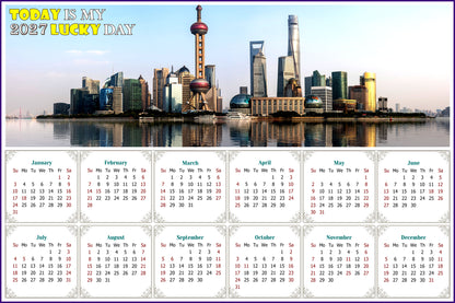 2027 Peel & Stick Calendar - Today is my Lucky Day - Removable - Shanghai (9"x 6")