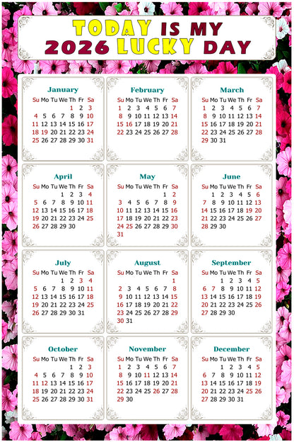 2026 Magnetic Calendar - Calendar Magnets - Today is my Lucky Day - (Fade, Tear, and Water Resistant) - Themed 027