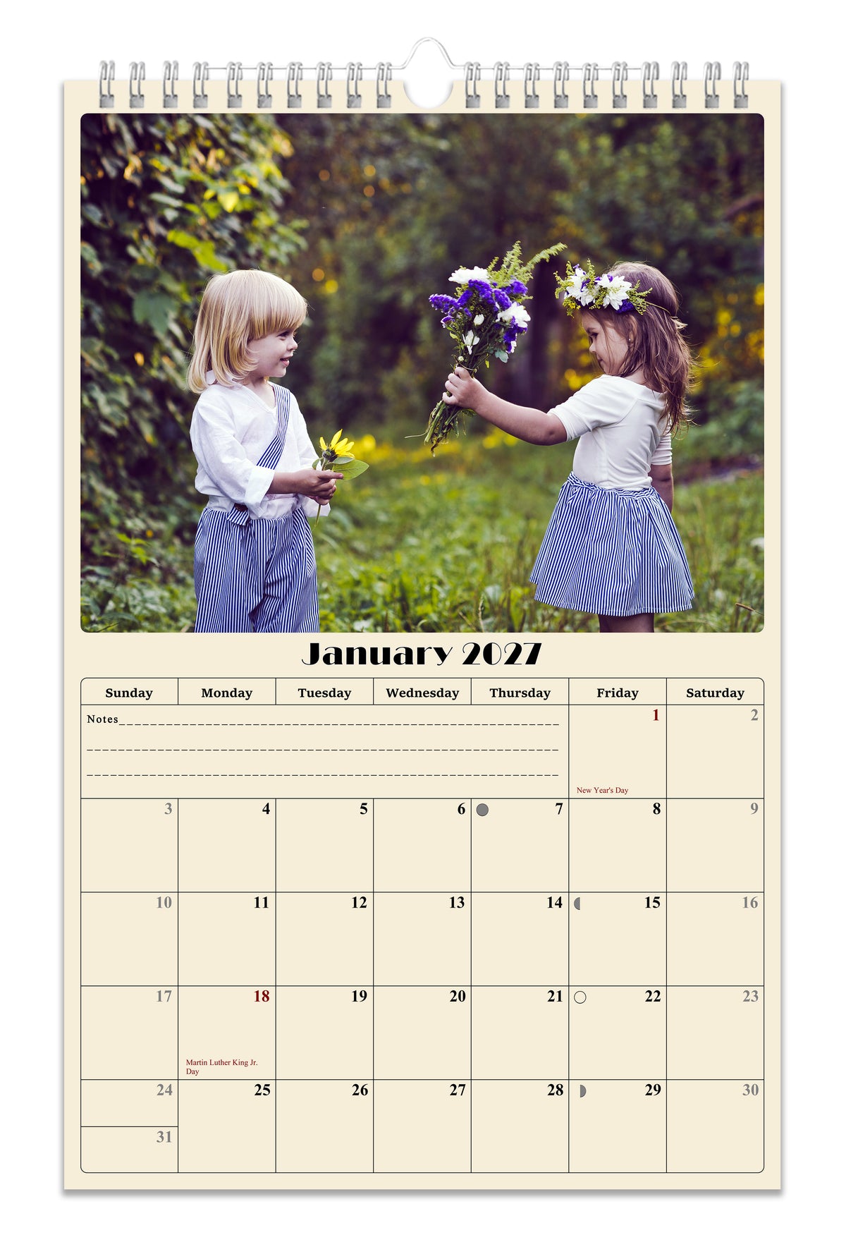 Personalized Custom 2027 Wall Calendar Spiral-bound (Add Your Photos) - 12 Months Desktop/Wall Calendar/Planner - Premium Quality (Large 11'' x 17" Made in USA)