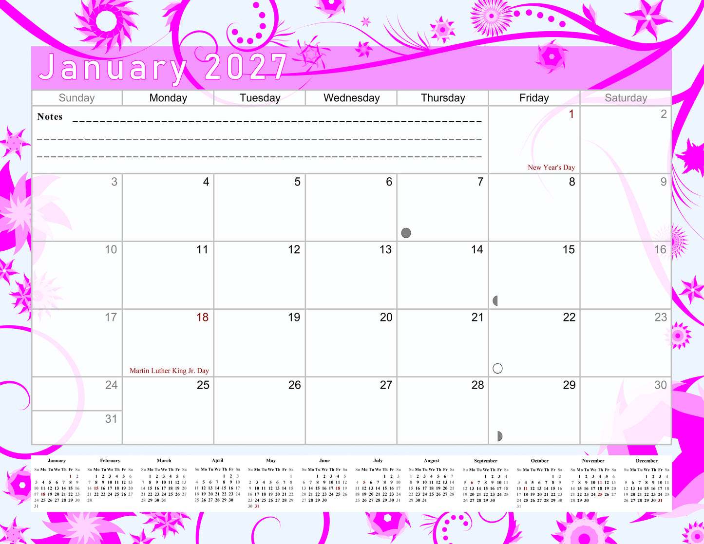 2027 Monthly Magnetic/Desk Calendar - 12 Months Desktop/Wall Calendar/Planner - (Edition #10)