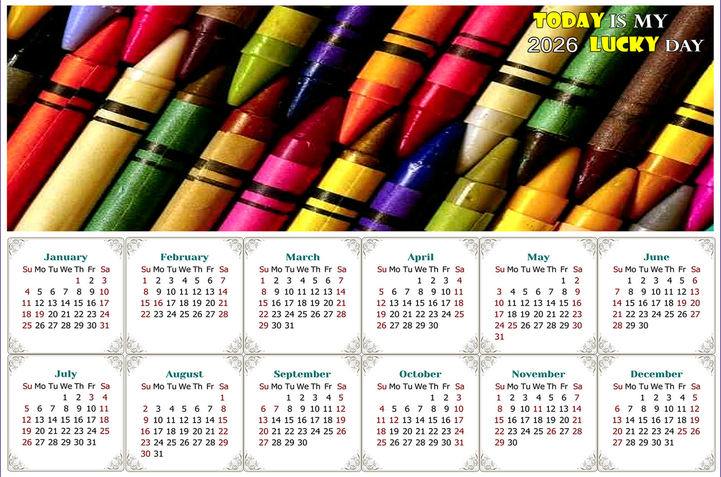 2026 Magnetic Calendar - Calendar Magnets - Today is my Lucky Day - Edition #42