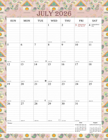 2026-2027 Wall Calendar Spiral-bound Twin-Wire Binding - 18 Months 8.5" x 11" 016