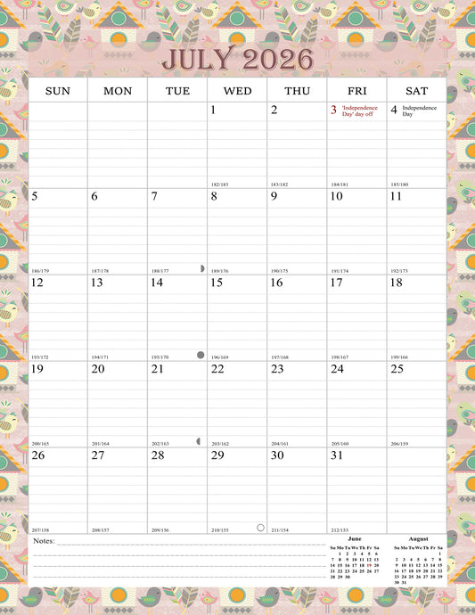 2026-2027 Wall Calendar Spiral-bound Twin-Wire Binding - 18 Months 8.5" x 11" 016