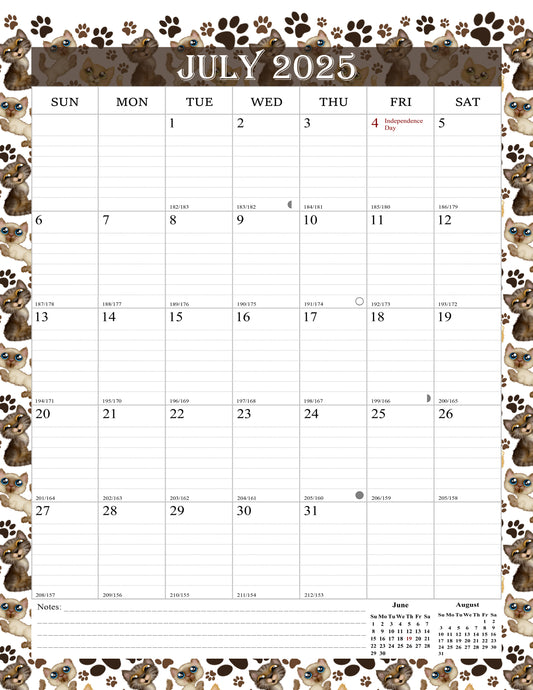 2025-2026 Wall Calendar Spiral-bound Twin-Wire Binding - 18 Months 8.5" x 11" 017