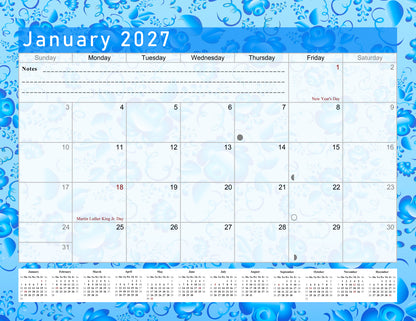 2026 - 2027 Student Calendar/Planner for 3-Ring Binder, Desk, or Wall - v019