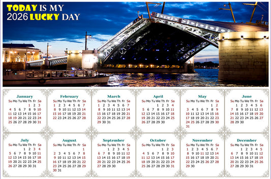 2026 Magnetic Calendar - Calendar Magnets - Today is my Lucky Day (Night shooting in the city of St. Petersburg)