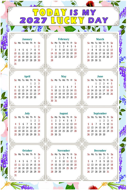 2027 Peel & Stick Calendar - Today is my Lucky Day Removable - 016