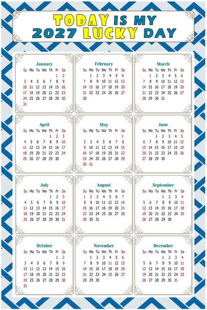 2027 Peel & Stick Calendar - Today is my Lucky Day Removable - 035