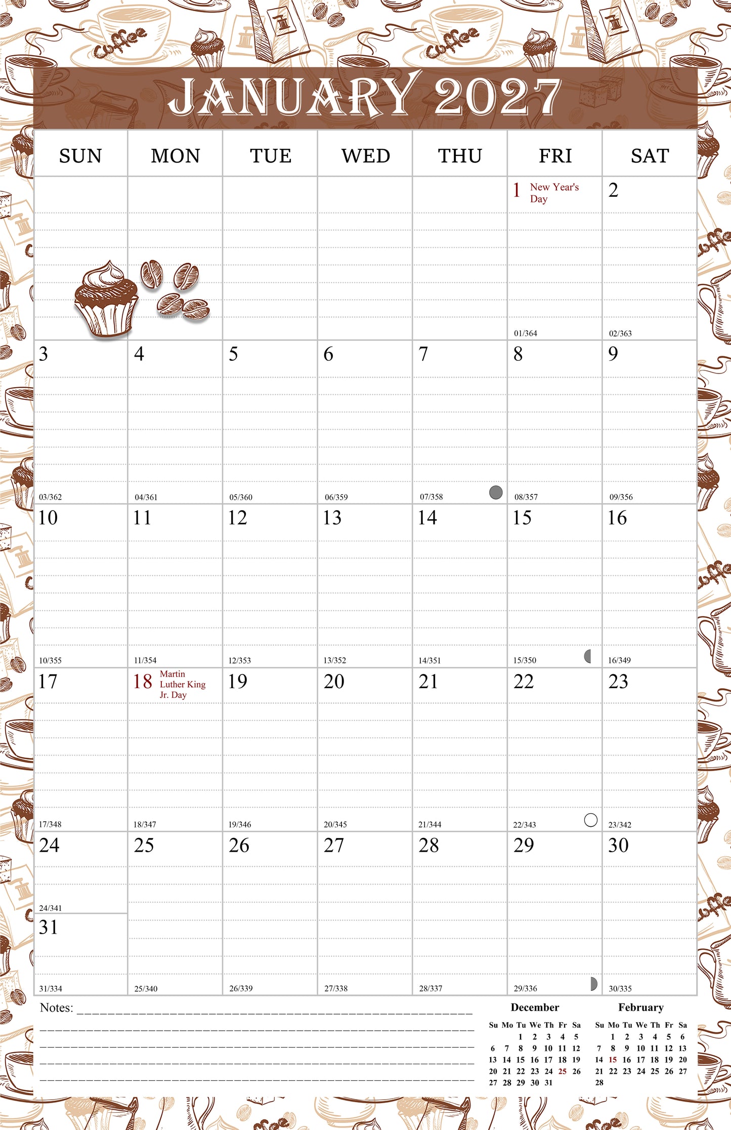2027 Wall Calendar Spiral-Bound Twin-Wire Binding - 12 Months  10