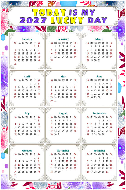 2027 Peel & Stick Calendar - Today is my Lucky Day Removable - 017
