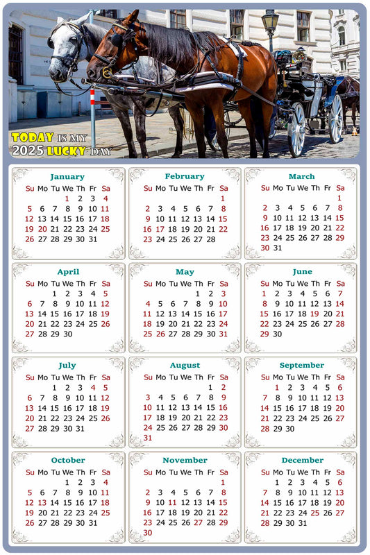2025 Peel & Stick Calendar - Today is my Lucky Day Removable - Horses 018 (12"x 8")