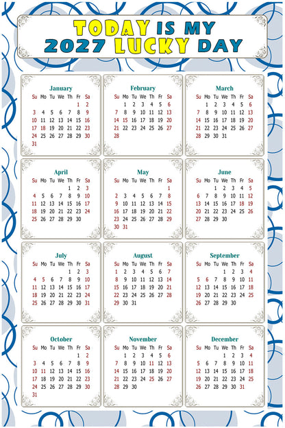 2027 Peel & Stick Calendar - Today is my Lucky Day Removable - 034