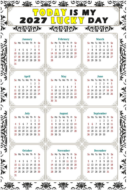 2027 Magnetic Calendar - Calendar Magnets - Today is my Lucky Day - (Fade, Tear, and Water Resistant) - Themed 039