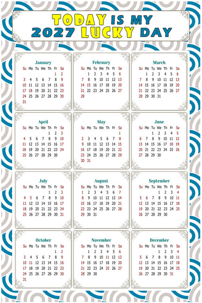 2027 Peel & Stick Calendar - Today is my Lucky Day Removable - 036