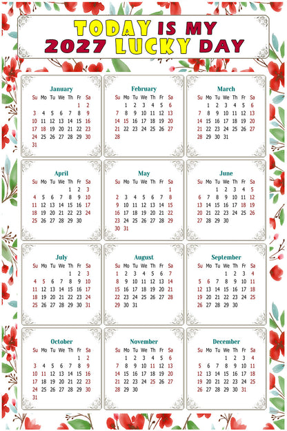 2027 Peel & Stick Calendar - Today is my Lucky Day Removable - 020
