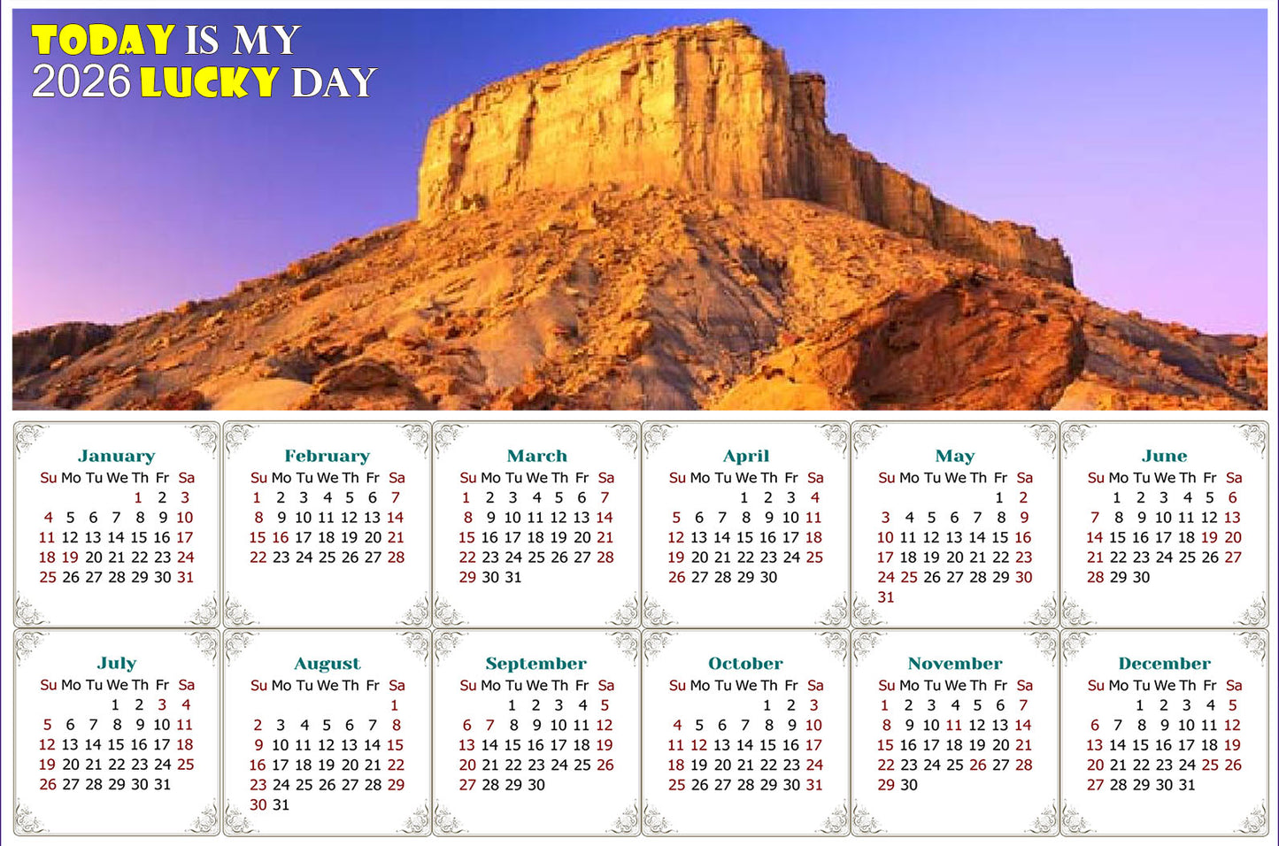 2026 Magnetic Calendar - Calendar Magnets - Today is my Lucky Day - Edition #28b