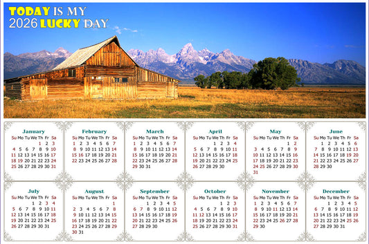 2026 Magnetic Calendar - Calendar Magnets - Today is My Lucky Day (Grand Tetons and Old Barn)