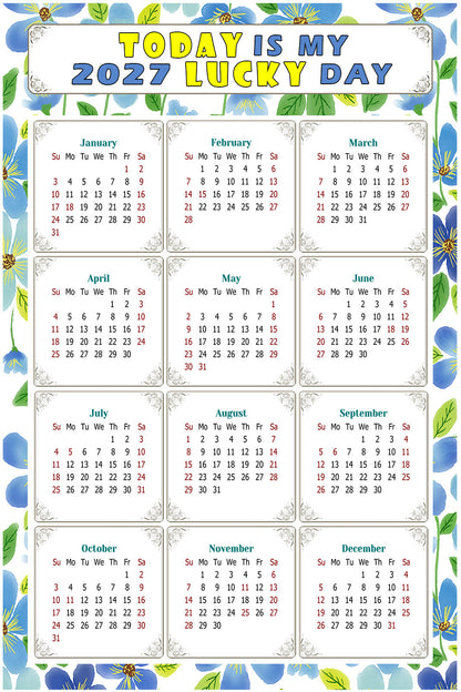 2027 Peel & Stick Calendar - Today is my Lucky Day Removable - 014