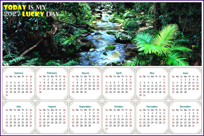 2027 Peel & Stick Calendar - Today is my Lucky Day - Removable - Daintree National Park (9"x 6")
