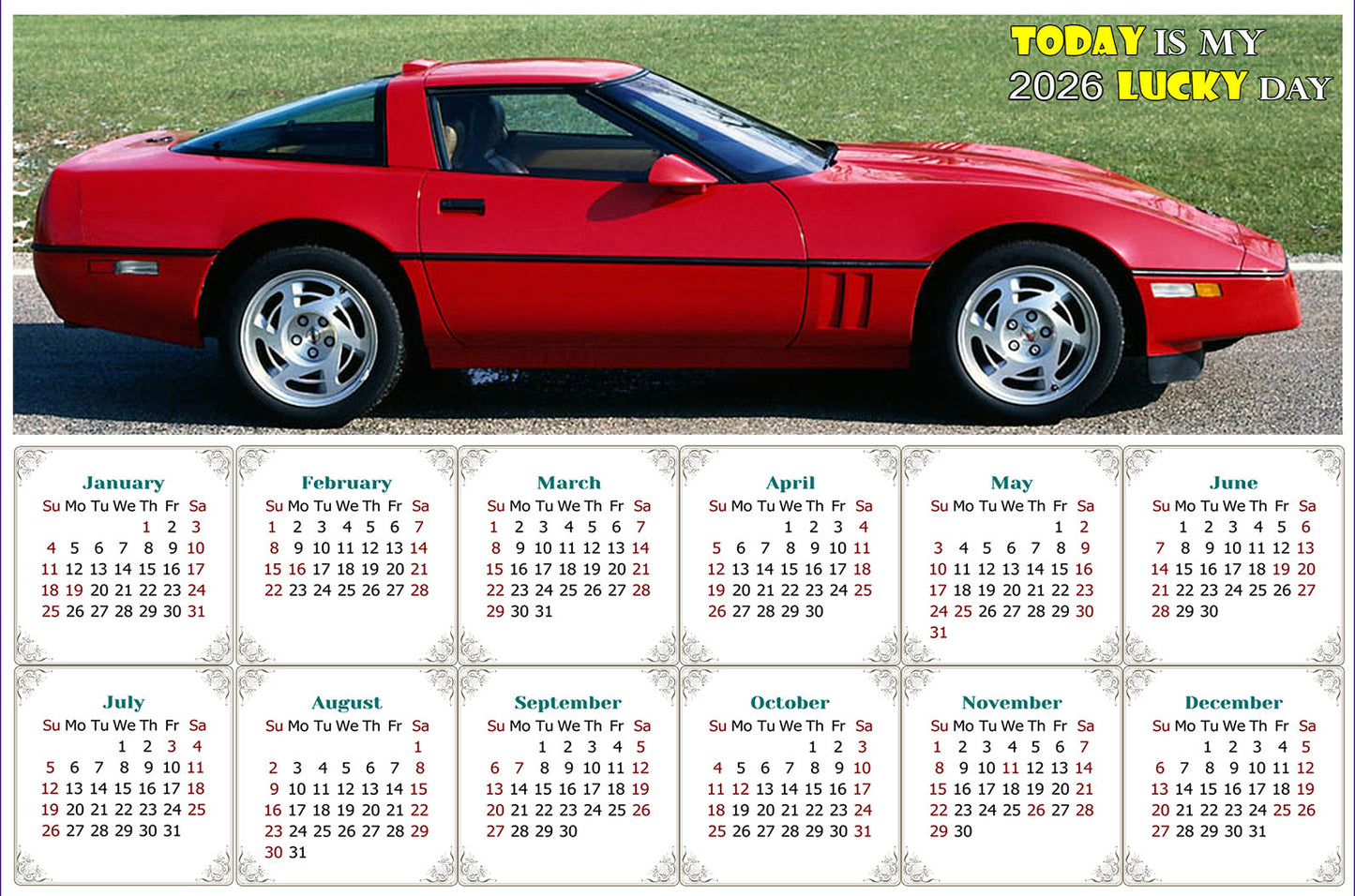 2026 Peel & Stick Calendar - Today is my Lucky Day - Removable, Repositionable - 046 (9"x 6")