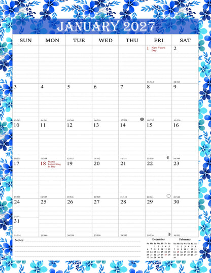 2027 Wall Calendar Spiral-Bound Twin-Wire Binding - 12 Months  01