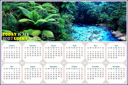 2027 Peel & Stick Calendar - Today is my Lucky Day - Removable - Waipoua Kauri Reserve (9"x 6")