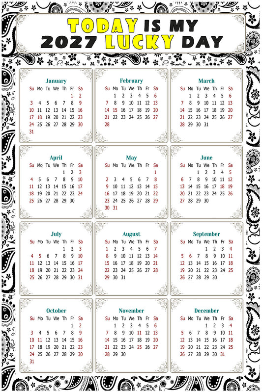 2027 Peel & Stick Calendar - Today is my Lucky Day Removable - 040