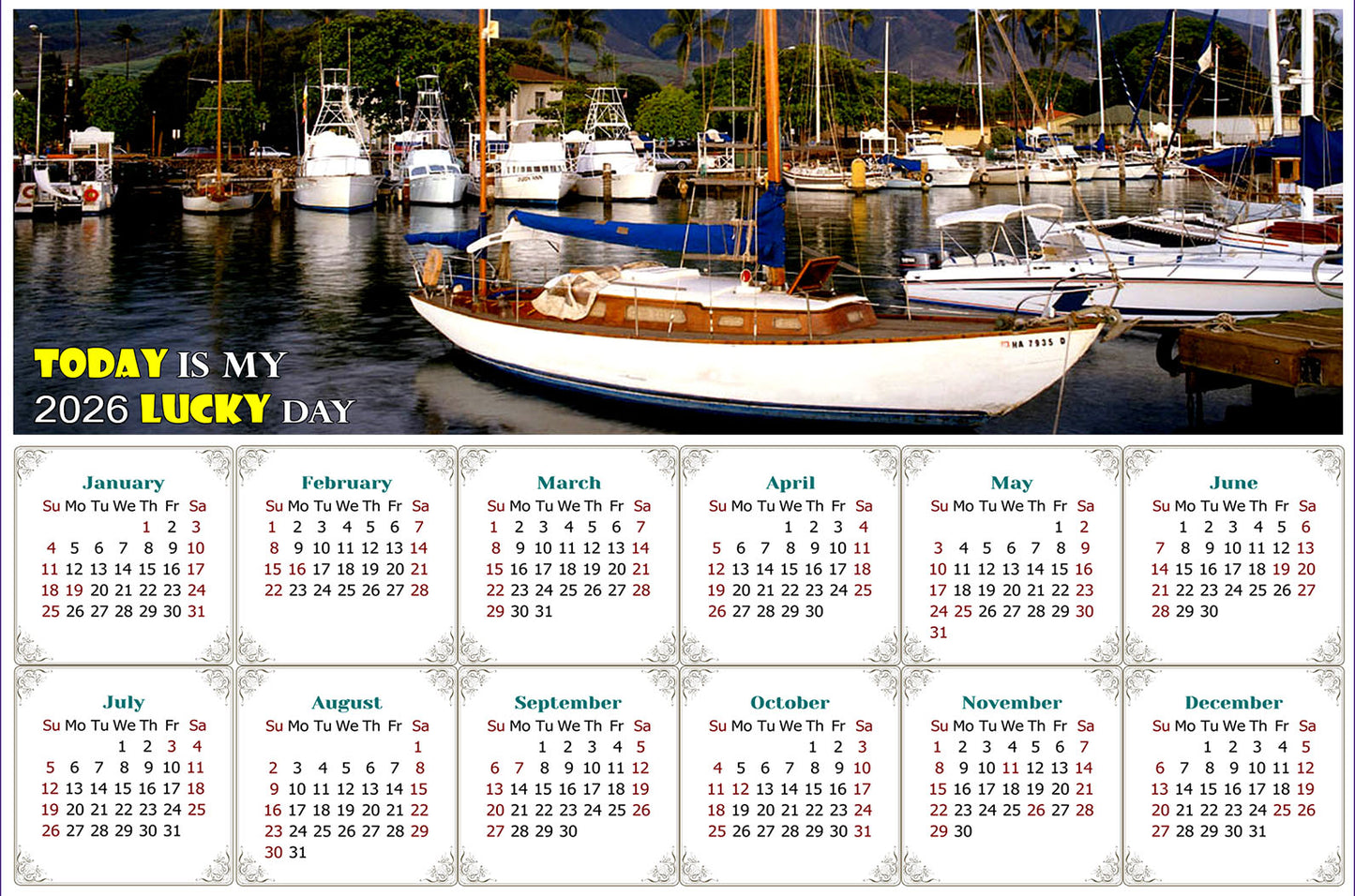 2026 Peel & Stick Calendar - Today is my Lucky Day - Removable, Repositionable - 049 (9"x 6")