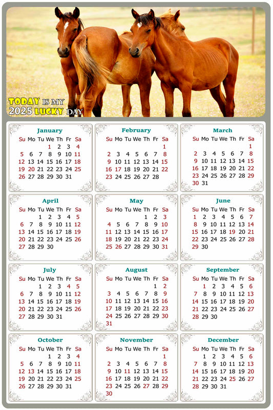 2025 Peel & Stick Calendar - Today is my Lucky Day Removable - Horses 014 (9"x 6")