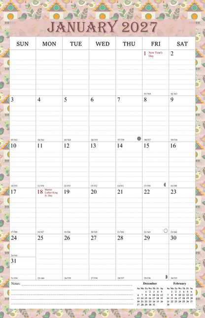 2027 Wall Calendar Spiral-Bound Twin-Wire Binding - 12 Months  16