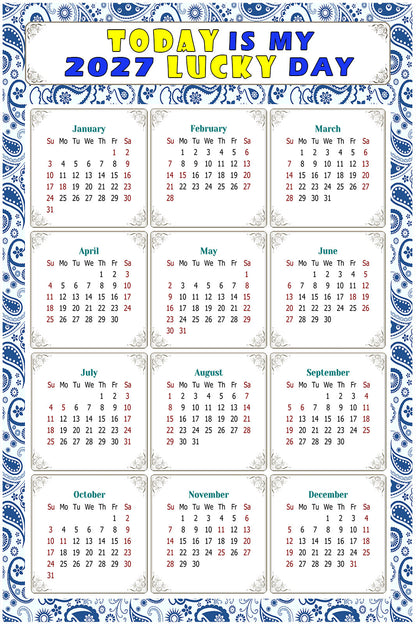 2027 Peel & Stick Calendar - Today is my Lucky Day Removable - 044