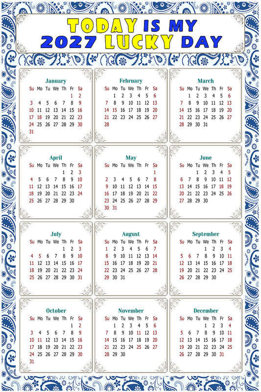 2027 Peel & Stick Calendar - Today is my Lucky Day Removable - 044