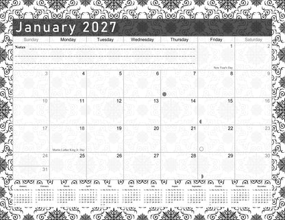 2026-2027 Magnetic/Desk Calendar - Desktop/Wall Calendar/Planner B&W- #014