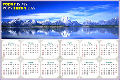 2027 Peel & Stick Calendar - Today is my Lucky Day - Removable - Jackson Lake Wyoming (9"x 6")
