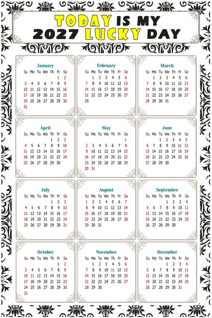 2027 Peel & Stick Calendar - Today is my Lucky Day Removable - 039