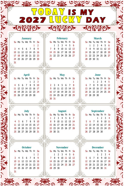 2027 Peel & Stick Calendar - Today is my Lucky Day Removable - 03