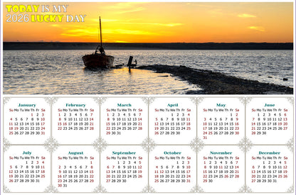 2026 Peel & Stick Calendar - Today is my Lucky Day - Removable - Salt lake near Odesa (9"x 6")