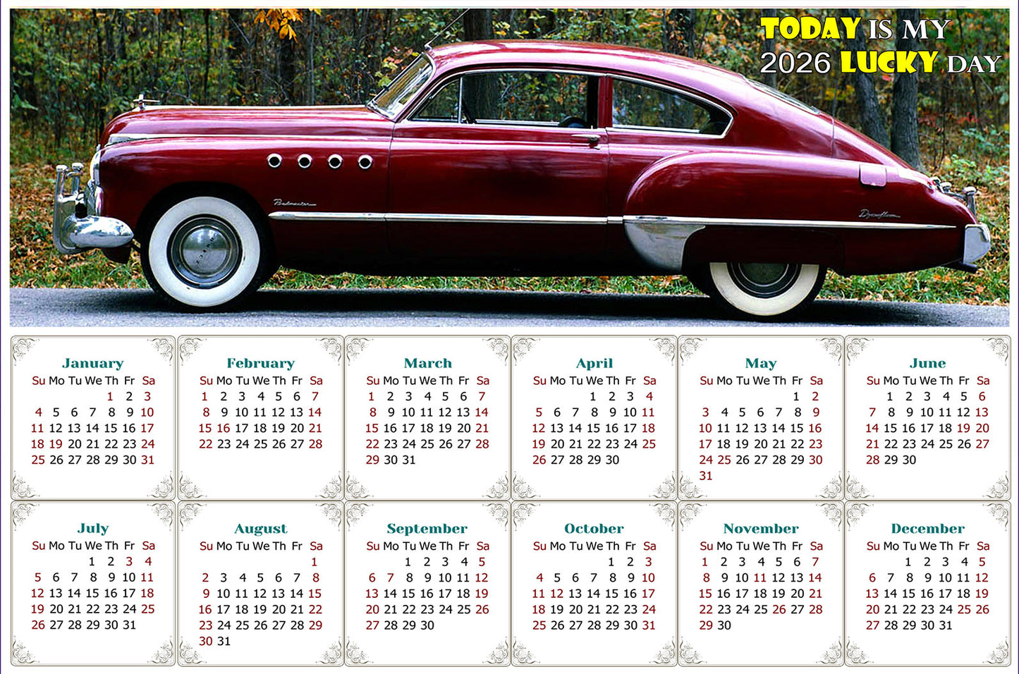 2026 Magnetic Calendar - Calendar Magnets - Today is my Lucky Day - Edition #47